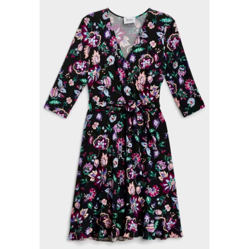 Libby Faux Wrap Knit Dress – Spring Floral‑Ready Knit Dress | Medium